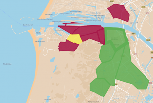 Geel = LGV, Rood = Velsen Lokaal en Groen = D66 Velsen