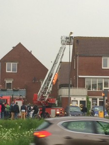 De brandweer rukte uit met een ladderwagen. Foto @miensie via http://www.rtvseaport.nl/nieuwstip.
