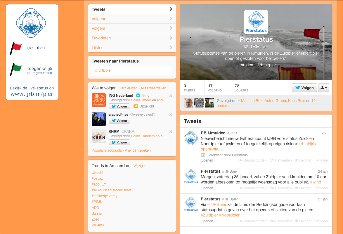 Reddingsbrigade opent twitteraccount voor pieren