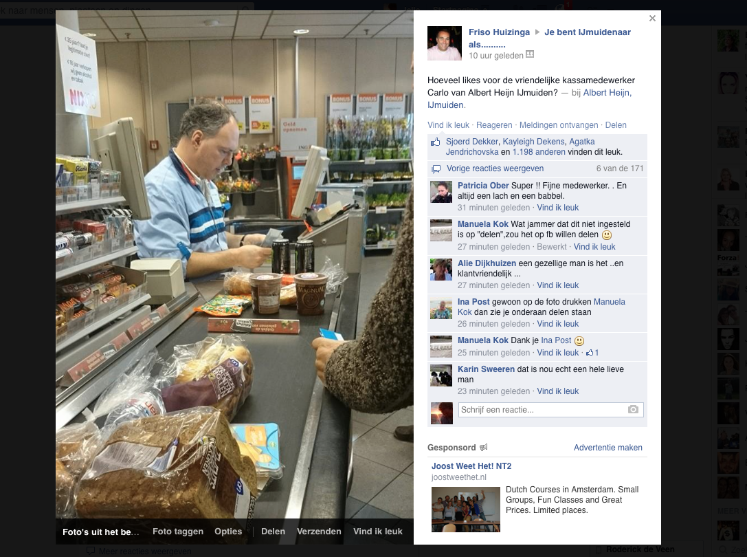 1200 Facebook-likes voor ‘kassaman’ Carlo
