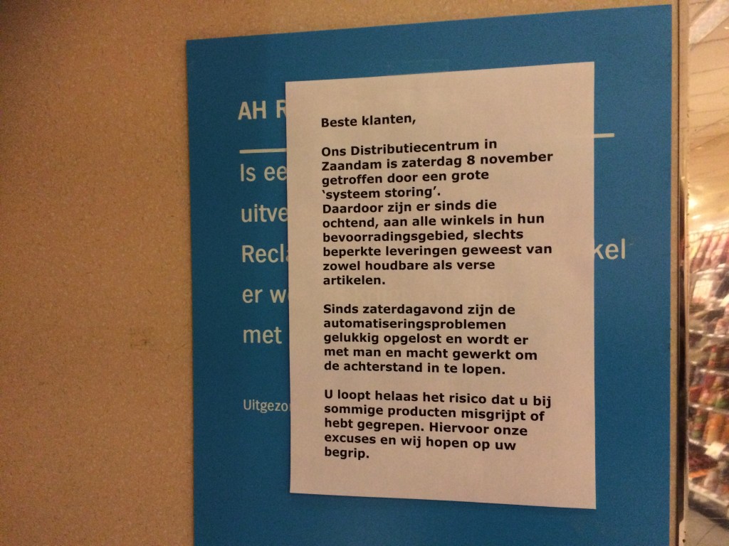 Lege schappen bij Albert Heijn