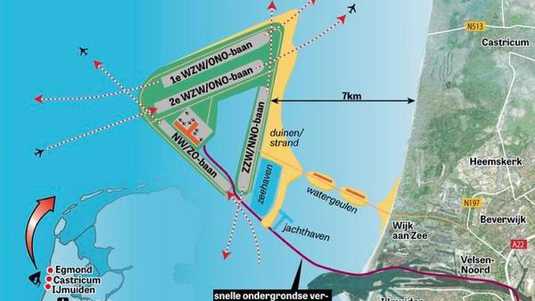 Velsen wil geen luchthaven in zee
