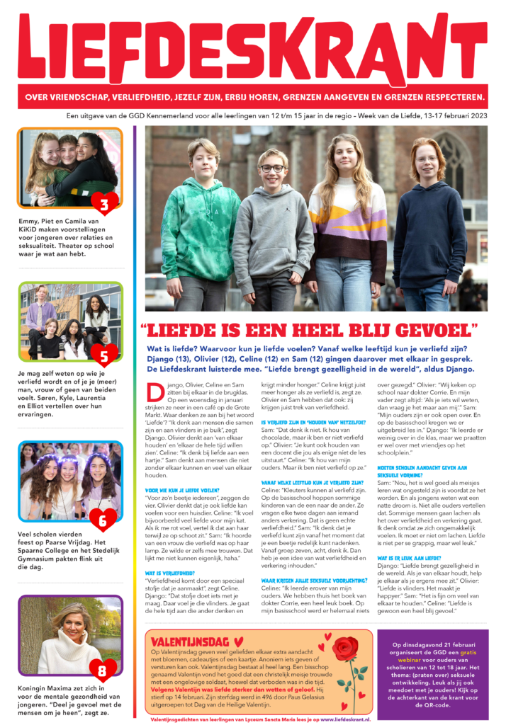Krant over liefde voor middelbare scholieren